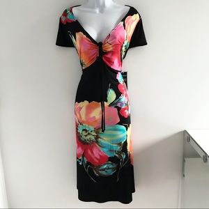 Marallis Lightweight Black V-Neck Floral Sleeveless Summer Dress Plus Size